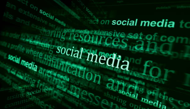 Headline news across international media with Social media and personal communication network. Abstract concept of news titles on noise displays. TV glitch effect 3d illustration.