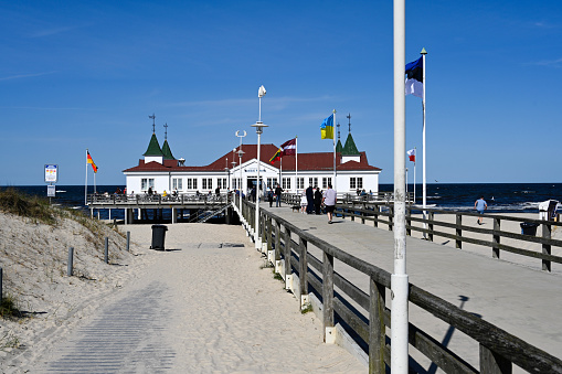 Ahlbeck, Germany, May 9, 2022 - Seabridge /  Pier of Ahlbeck on Usedom at the Baltic Sea