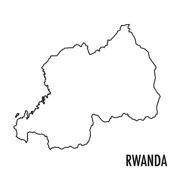 illustrazioni stock, clip art, cartoni animati e icone di tendenza di illustrazione della linea vettoriale della mappa del ruanda - ruanda