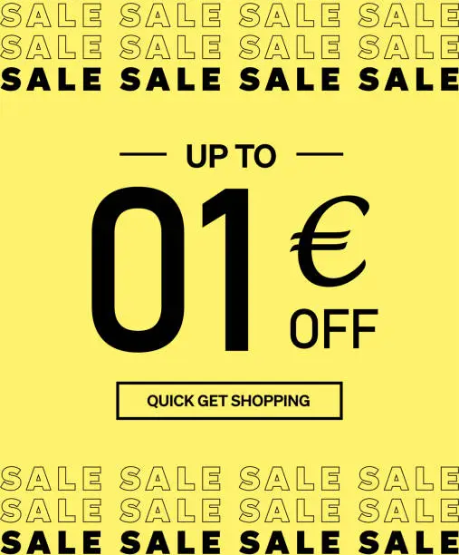 Vector illustration of Sale up to 1 Euro off Shopping day Poster or banner with gift box.