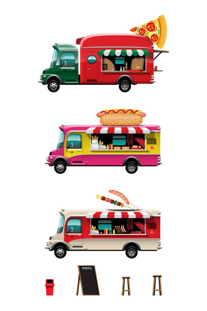 istock Set of food truck on white background vector illustration 1399156298