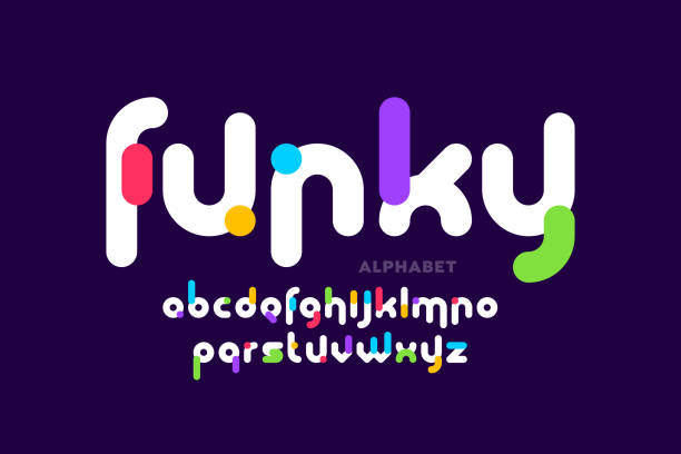 funky verspielte stil schriftart - typografie stock-grafiken, -clipart, -cartoons und -symbole