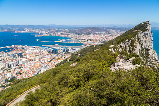 Gibraltar Rock view, Gibraltar, Mediterranean Sea. UK, Spain
