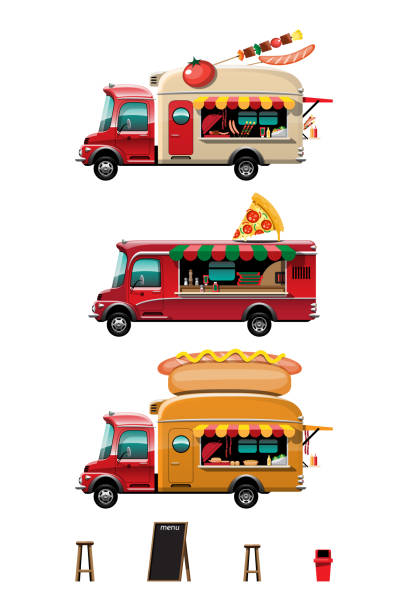 istock Set of food truck on white background vector illustration 1399156680