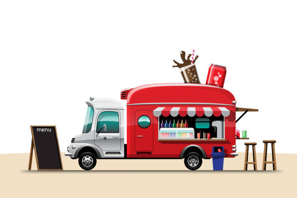 istock The food truck side view with beverage banner vector 1399156689