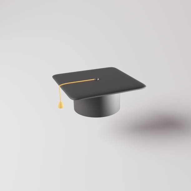 istock 3D rendering black graduation cap on white background. Congratulations, Education, Graduation concept 1399158603