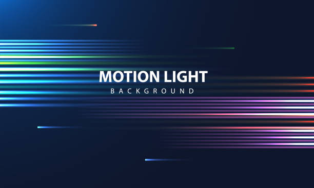 Abstract line art motion light colorful background Colorful background for backdrop, cover, wallpaper, poster, banner light trail stock illustrations