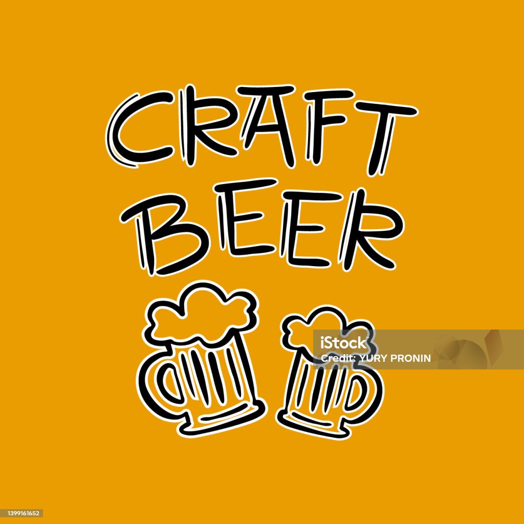 Craft Beer Lettering Craft Beer Style Drink Lettering Mugs Vector Illustration Stock ...