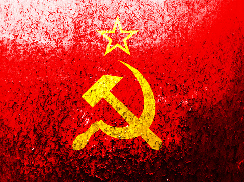 Closeup of grunge Soviet Union flag