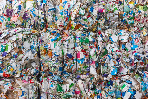istock Recycled and packaged waste. Sustainable industry. Reusable material 1399164696