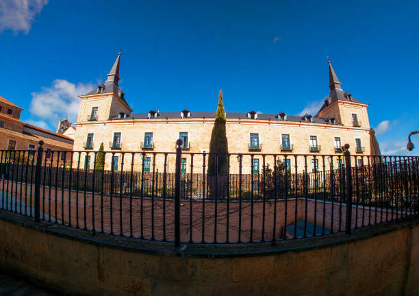 Lerma, Burgos, Spain. 04/10/2022.  Sunlit facade of the Ducal Palace of Lerma, today converted into a Parador Nacional.