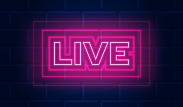 Live Broadcast or Performance Neon Light Sign Live broadcast or performance neon light sign. club concert stock illustrations