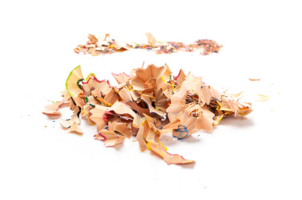 istock Color wood pencil with sharpening shavings isolated 1399175445