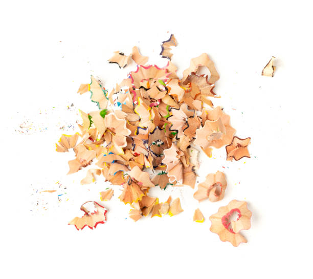 istock Color wood pencil with sharpening shavings isolated 1399175451