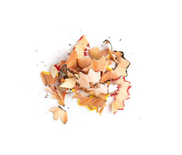 istock Color wood pencil with sharpening shavings isolated 1399175452