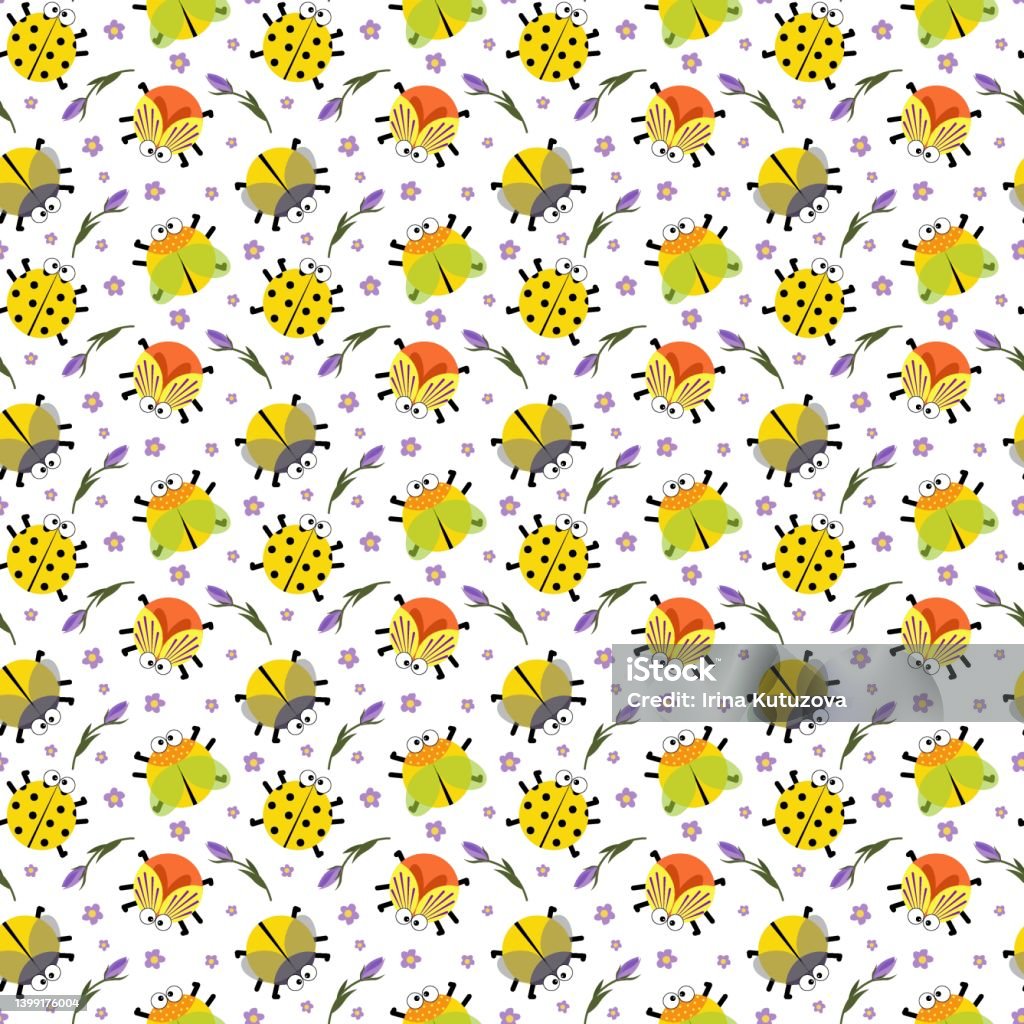 Yellow Insect Patterns Pattern With Yellow Insect Beetles Stock Illustration - Download Image ...