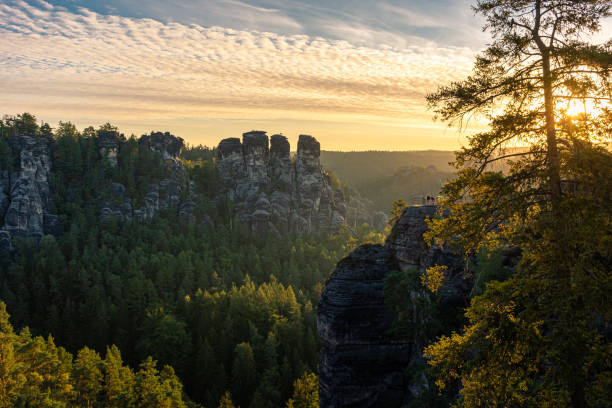 istock Amazing sunrise over the karst mountains of Saxon Switzerland Germany 1399177708