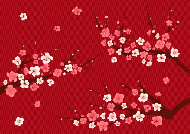 Vector illustration of Plum blossom