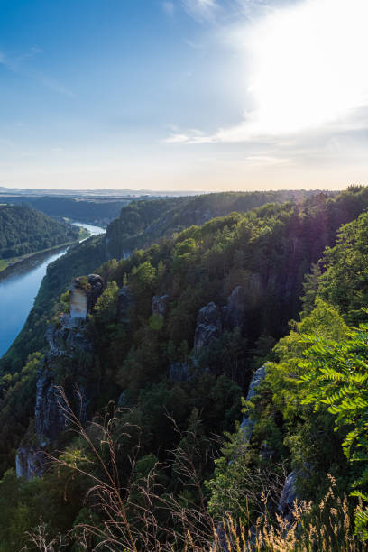 istock Aerial view over the Elbe River, Saxon Switzerland Germany 1399180438