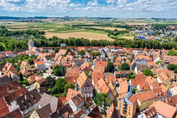 Aerial view of Nordlingen, the town inside the walls, Bavaria, Germany