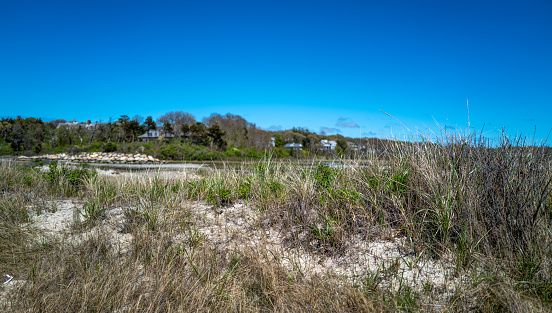 Popular Wood Neck Beach in Falmouth, MA on Cape Cod during the winter.  Very desolate during the winter, during the summer this is a popular spot for both residents and tourists alike.  The beach is located on the shores of Buzzards Bay.