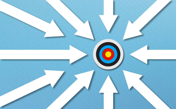 istock Arrows going towards a target. Goal target the business idea concept 1399188899