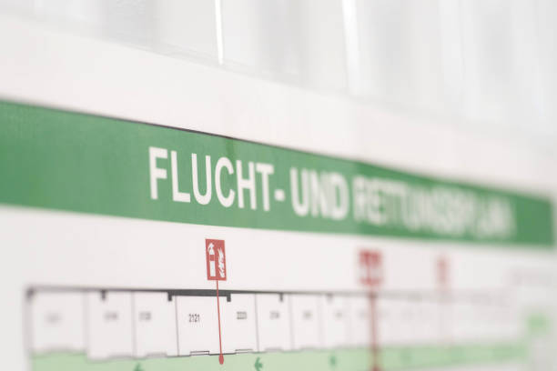 Close-up of an escape plan and escape route