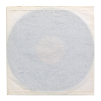 A vinyl 45rpm single record on white with clipping path