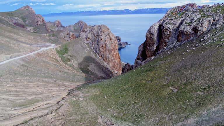 Aerial view of Namtso lake,Tibet landscape