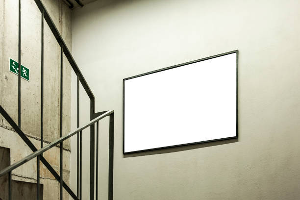 istock Blank white poster in the staricase 1399195560