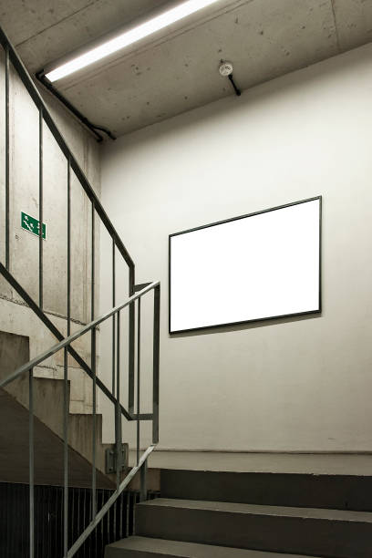Blank white poster in the staricase