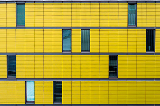 Closeup of modern yellow facade
