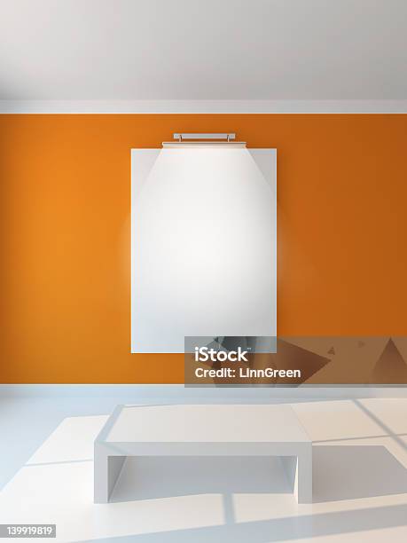 Vertical Poster Orange Wall Stock Photo - Download Image Now - Blank, Orange Color, Painting - Art Product