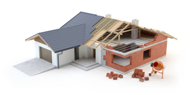 istock House construction, plans and cement mixer 1399199309
