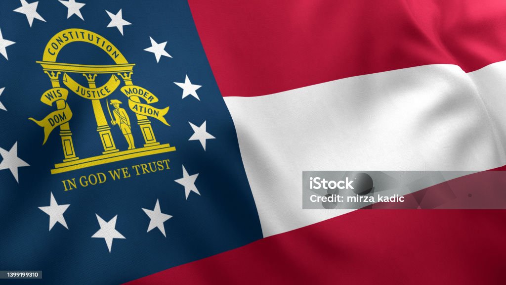 Georgia State Flag, USA Georgia State Flag, 3D Render Flag Stock Photo