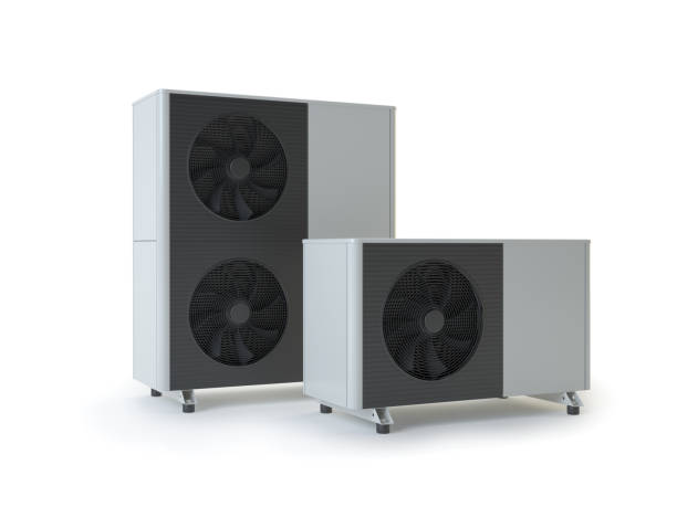 istock Two Air heat pump, white background 1399200121