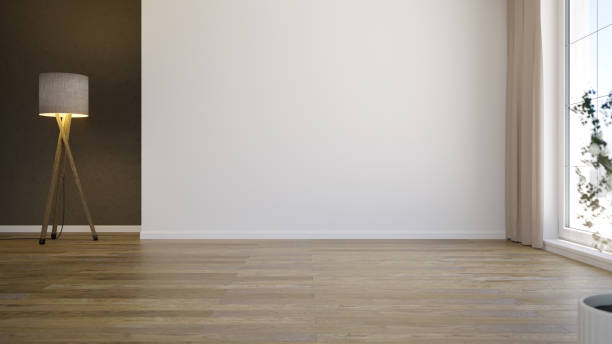 istock Empty room with white wall and lamp - 3d interior. 3d illustration 1399200248