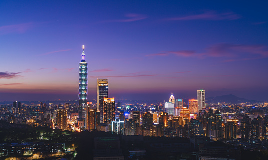Taipei skyline in evening