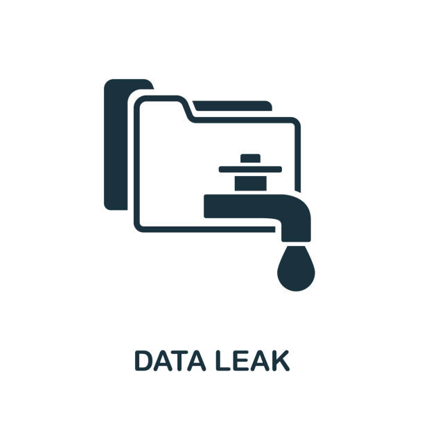 stockillustraties, clipart, cartoons en iconen met data leak icon from banned internet collection. simple line data leak icon for templates, web design and infographics - data leak