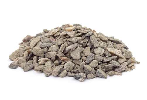 Pile of gravel isolated on a white background.