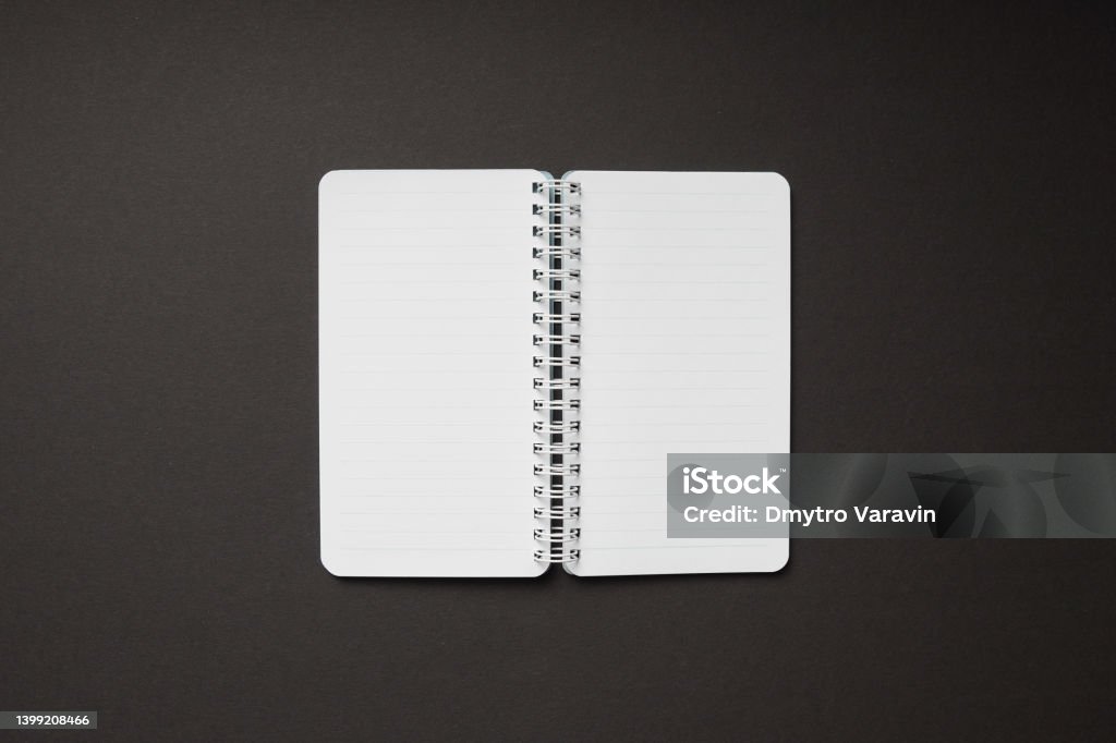 Spring Notebook Empty Mockup Empty Spring Notebook With Copy Space On Black Background Top ...
