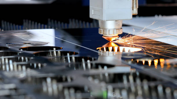 istock Cnc milling machine. Processing and laser cutting for metal in the industrial. Motion blur. Industrial exhibition of machine tools. 1399208615