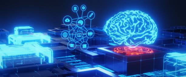 기계 학습과 인공 지능의 개념. 3d 렌더링 - intelligence 뉴스 사진 이미지