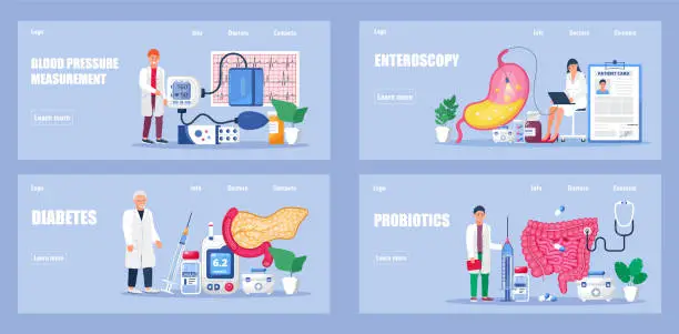 Vector illustration of Hypertension medical concept vector for web, homepage. Hypertensive crisis and sphygmomanometer. S