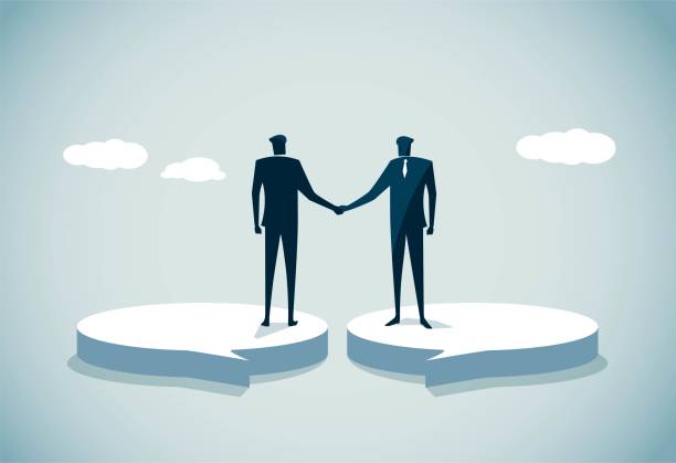 mężczyzna stojący w rozmowie - business relationship cooperation business handshake stock illustrations