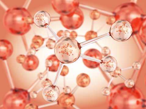 3d render Science Medical Molecule Orange (Depth Of Field)