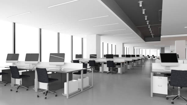 istock Office space for employees to work and corridor,Work area decorated in loft style,3d rendering 1399213807