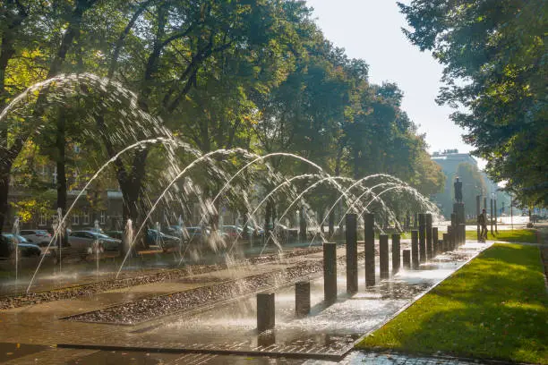 Photo of Poland, Upper Silesia, Gliwice, Fontain at Pilsudski Square