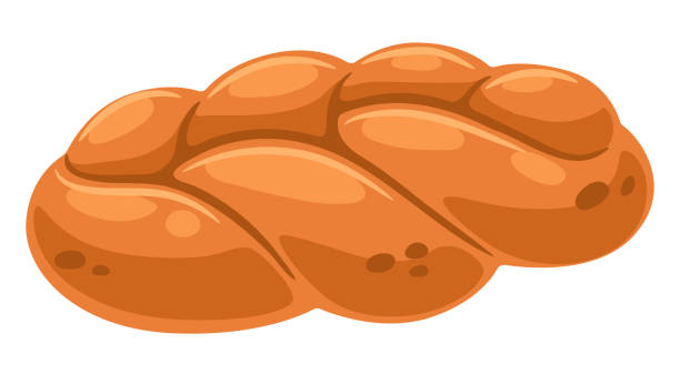 illustration von frischem challah. bild für bäckereien und lebensmittel. - hanukkah loaf of bread food bread stock-grafiken, -clipart, -cartoons und -symbole