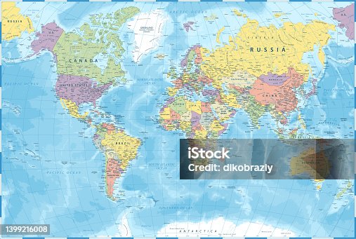 istock World Map - Color Political - Vector Detailed Illustration 1399216008
